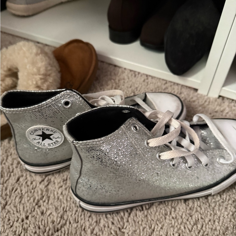Converse Kids Shimmering Silver Sneakers